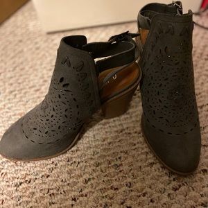 Sugar Rilla Perforated Open Back Heel Ankle Boot